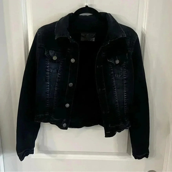 237 Robin’s Jeans Denim Jacket Women’s Size Medium Color Navy Blue/Black - Picture 1 of 6